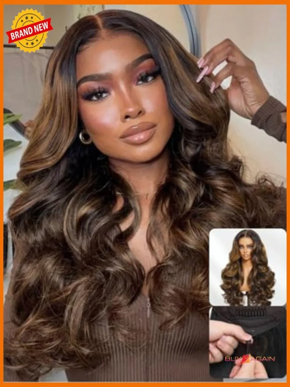 Glueless Body Wave Wig Pre Cut Lace Front Human Hair 18 inch 150% Density